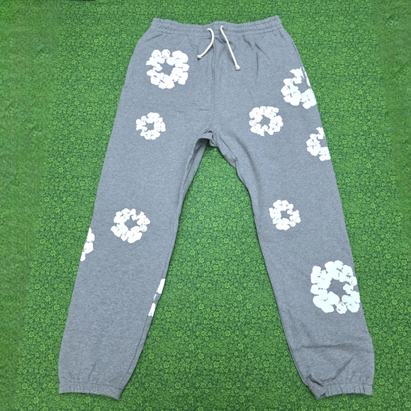 Denim Tears Other - Denim Tear Grey Sweatpants with White Florals Unisex